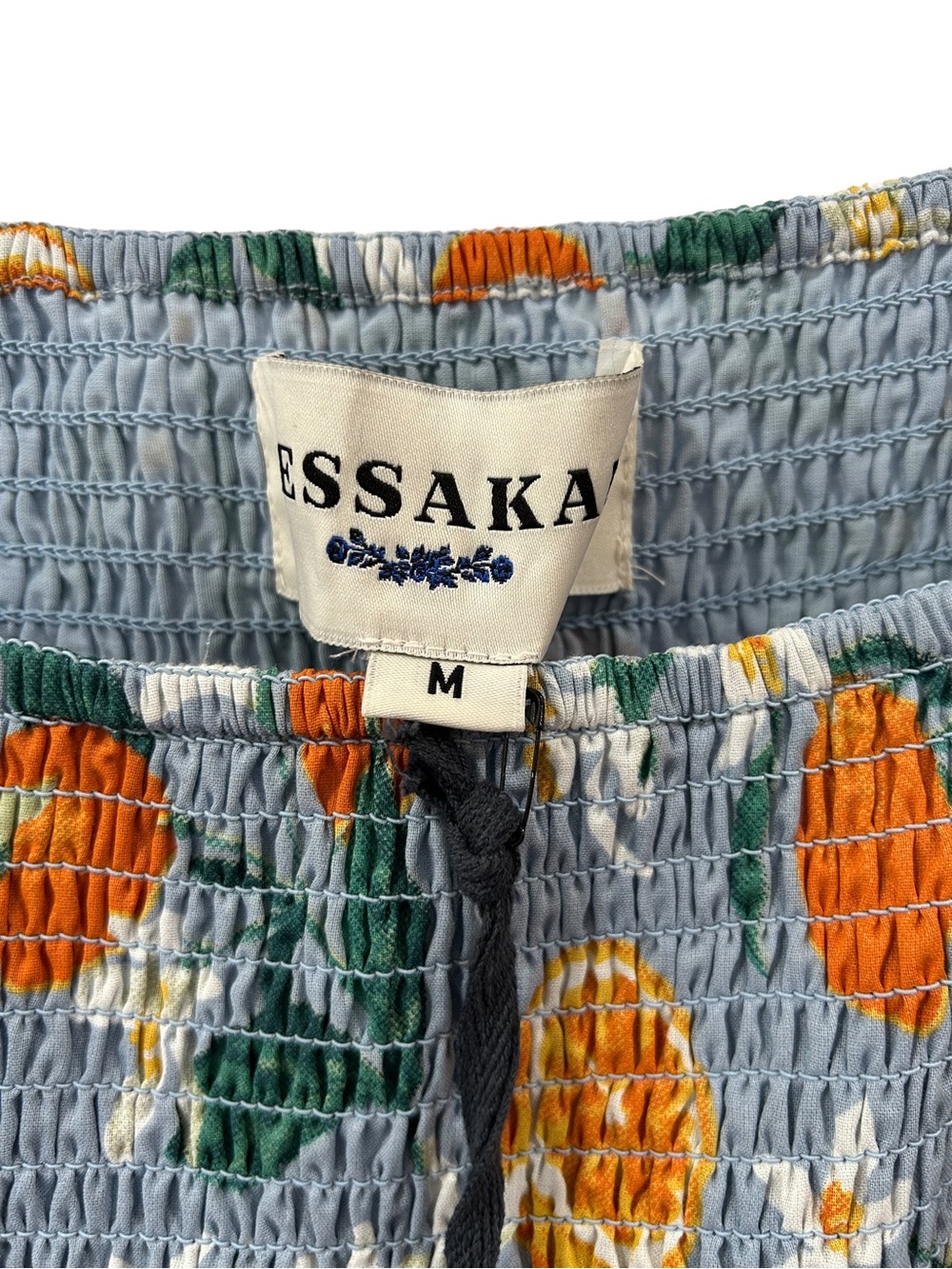 Jessakae Clementine smocked midi Dress M blue citrus orange cotton tiered NWT - Picture 5 of 12